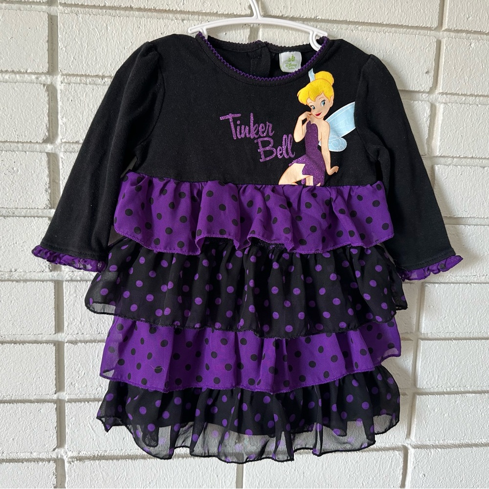 Disney Baby Tinker Bell Polka Dot Long Sleeve Dress